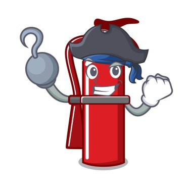 Korsan yangın söndürücü karakter karikatür vektör çizim