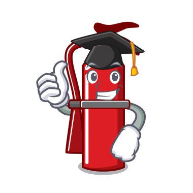Mezuniyet yangın söndürücü karakter karikatür vektör çizim