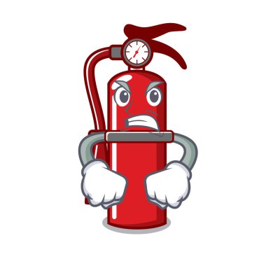 Kızgın yangın söndürücü maskot karikatür vektör çizim