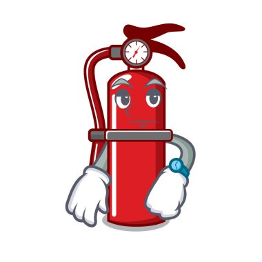 Yangın söndürücü maskot karikatür vektör çizim bekliyor