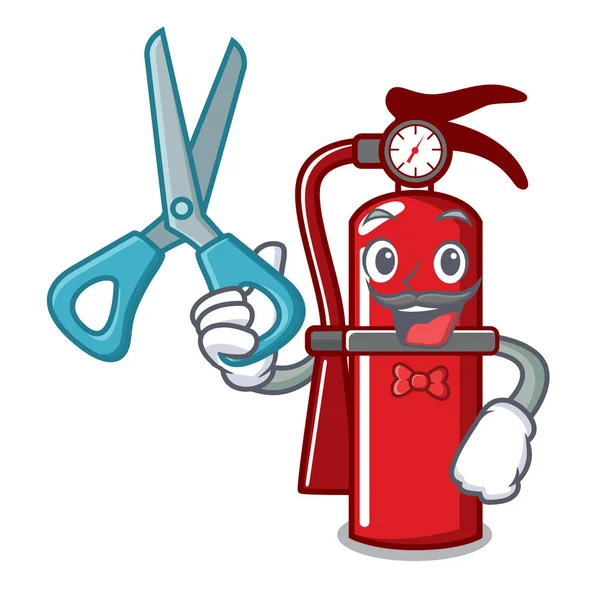 Κουρέας Πυροσβεστήρας Χαρακτήρα Καρτούν Εικονογράφηση Φορέα — Διανυσματικό Αρχείο