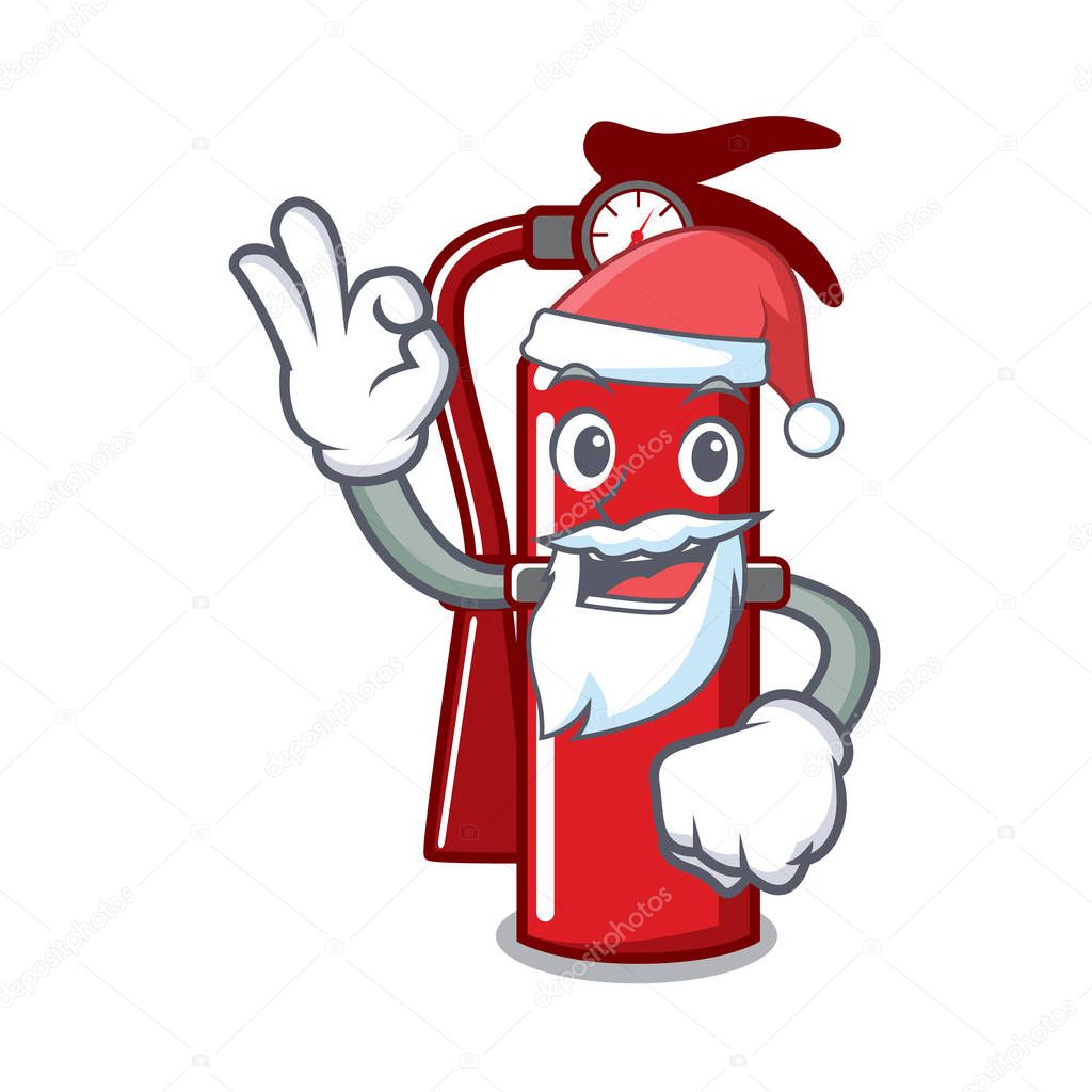 Santa fire extinguisher mascot cartoon vector illustration