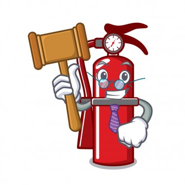 Yargıç yangın söndürücü maskot karikatür vektör çizim