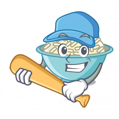 İskambil beyzbol pirinç kase karakter karikatür vektör çizim