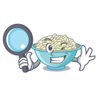 Dedektif pirinç kase karakter karikatür vektör çizim