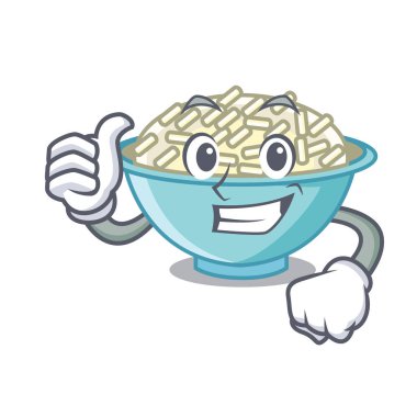 Pirinç kase karakter karikatür vektör çizim Yaşasın