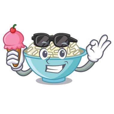 Dondurma pirinç kase karakter karikatür vektör çizim ile