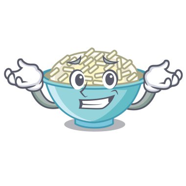 Sırıtan pirinç kase karakter karikatür vektör çizim