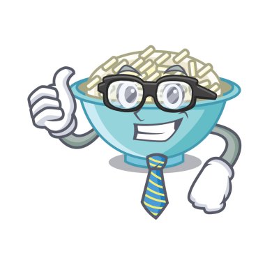 İşadamı pirinç kase karakter karikatür vektör çizim