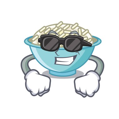 Süper cool pirinç kase karakter karikatür vektör çizim