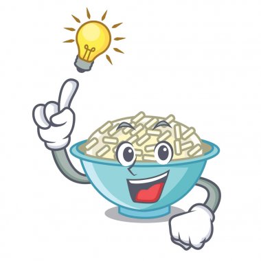 Bir fikir pirinç kase maskot karikatür vektör çizim var