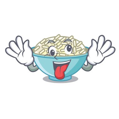 Deli pirinç kase maskot karikatür vektör çizim