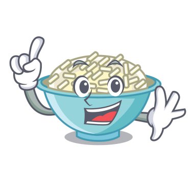 Parmak pirinç kase maskot karikatür vektör çizim