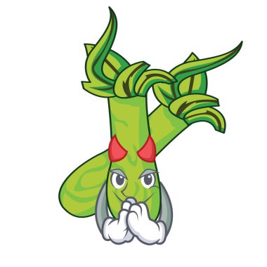 Şeytan wasabi maskot karikatür tarzı vektör çizim