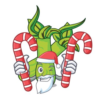 Santa şeker wasabi maskot karikatür tarzı vektör çizim ile