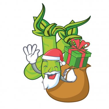 Noel Baba hediye wasabi maskot karikatür tarzı vektör çizim ile