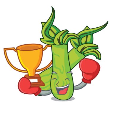 Boks şampiyonu wasabi maskot karikatür tarzı vektör çizim