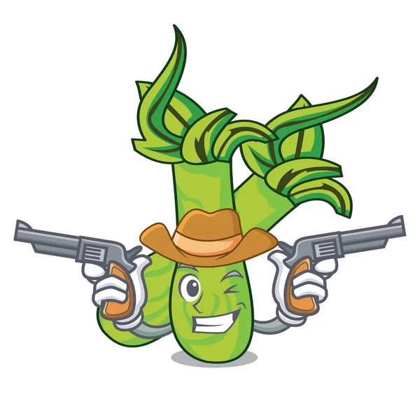 Cowboy Wasabi Personaj Desen Animat Stil Vector Ilustrare — Vector de stoc