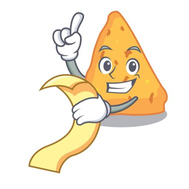 Menü Nacho maskot karikatür tarzı vektör çizim ile