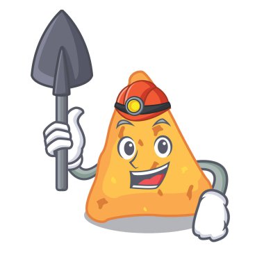 Madenci Nacho maskot karikatür tarzı vektör çizim