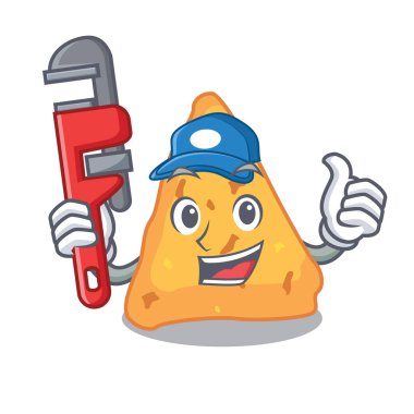Tesisatçı Nacho maskot karikatür tarzı vektör çizim