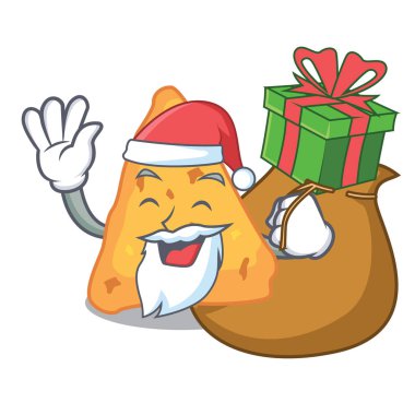 Noel Baba hediye Nacho maskot karikatür tarzı vektör çizim ile