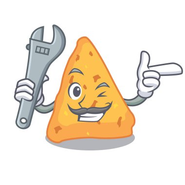 Mekanik Nacho maskot karikatür tarzı vektör çizim