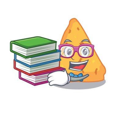 Öğrenci kitap Nacho maskot karikatür tarzı vektör çizim ile