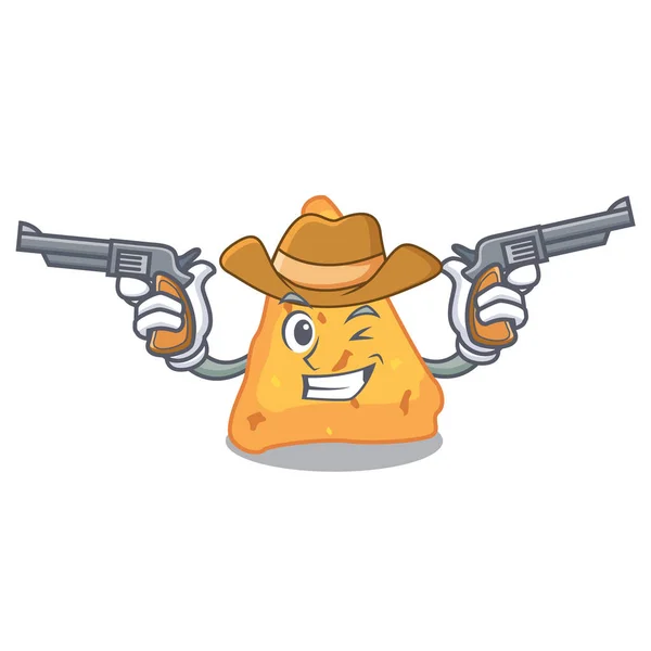 Cowboy Nachos Personaj Desen Animat Stil Vector Ilustrare — Vector de stoc