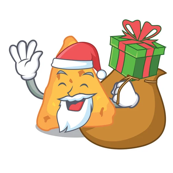 Noel Baba hediye Nacho maskot karikatür tarzı vektör çizim ile