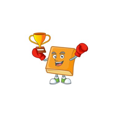 Çizgi film karakteri boks şampiyonunun şeklindeki mısır ekmeği.