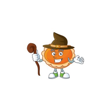 Beyaz arkaplanda cadı karakteri olan turta.