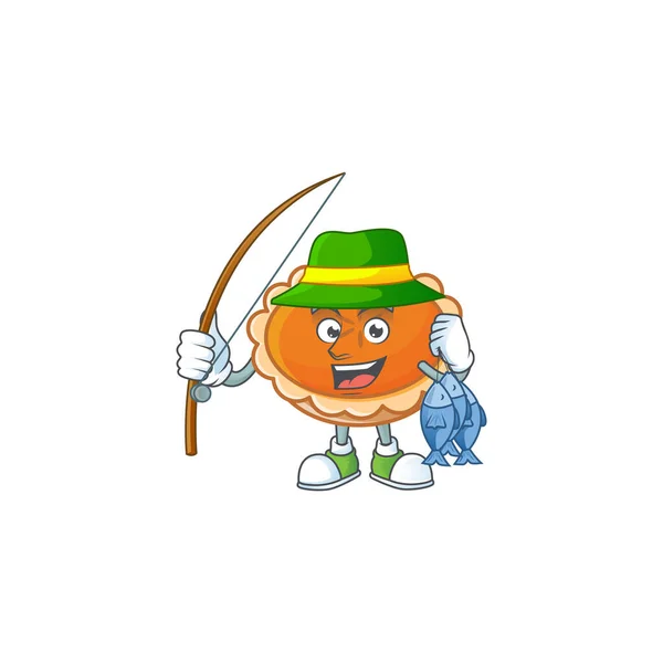 Narancs pite halászati karakter fehér háttér. — Stock Vector