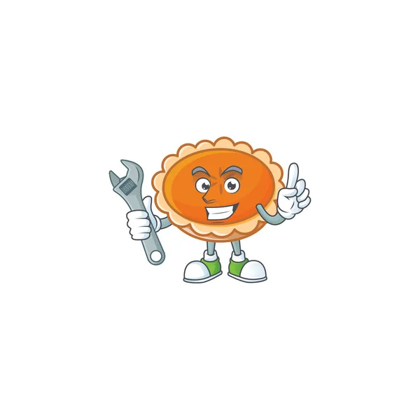 Pastel de naranja en el personaje con mecánico — Vector de stock