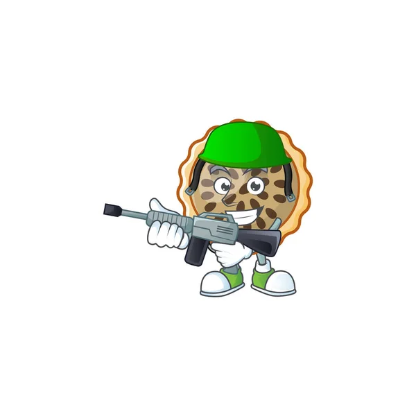 Tarte aux noix de pécan avec mascotte d'armée pour personnage icône — Image vectorielle