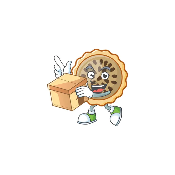 Torta de noz pecã com caixa de trazer com forma de personagem de desenho animado — Vetor de Stock