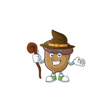 Karakter maskotu tasarımlı sevimli palamut cadısı.