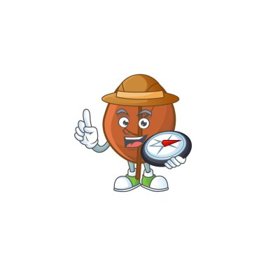 kahverengi sonbahar yaprakları dizayn için pusula karikatürü tutuyor