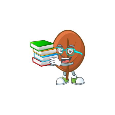 Kahverengi sonbahar yaprakları karakter öğrencisiyle birlikte kitap getiriyor..