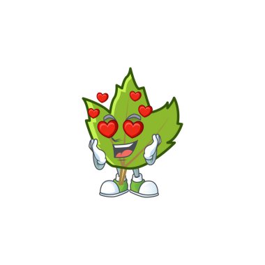 yeşil sonbahar yaprakları beyaz arka planda aşk karakteri ile