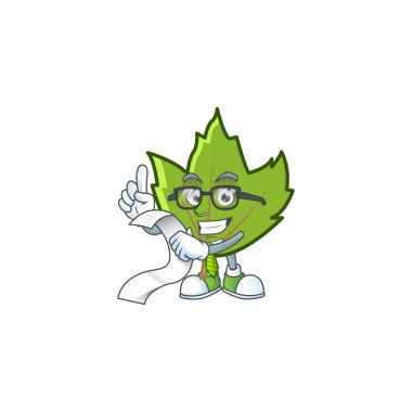 yeşil sonbahar yaprakları beyaz arkaplanda Bill karakterini tutuyor