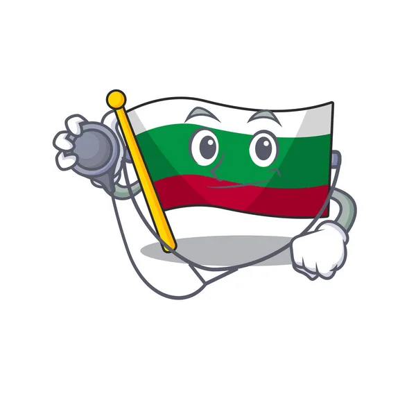 Болгарский флаг доктора, поднятый на столбе мультфильма — стоковый вектор