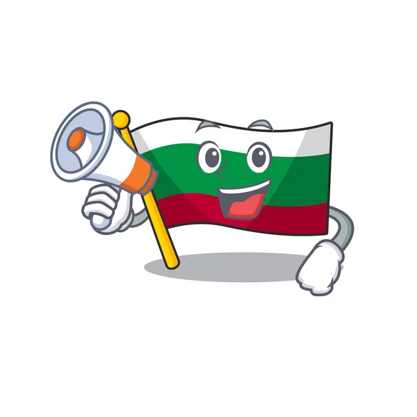 С мегафонным флагом Болгарии, поднятым на столбе мультфильма — стоковый вектор