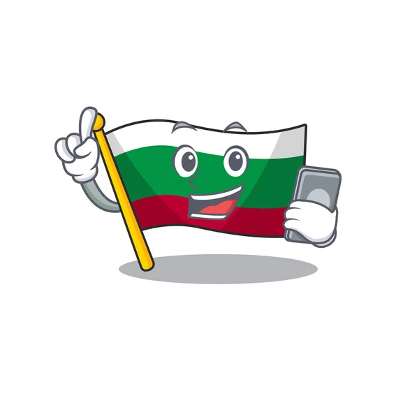 С болгарским флагом, поднятым на столбе мультфильма — стоковый вектор