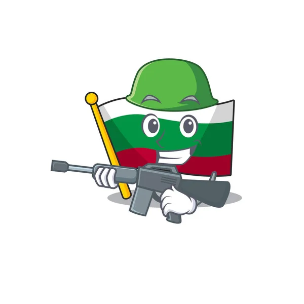 Arméflaggan bulgariska hissade på tecknad stång — Stock vektor