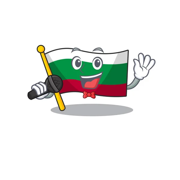 Поющие флаги Болгарии в мультяшной форме — стоковый вектор