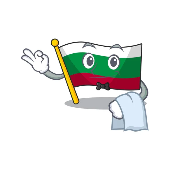 Флаг официанта Болгария в мультяшной форме — стоковый вектор