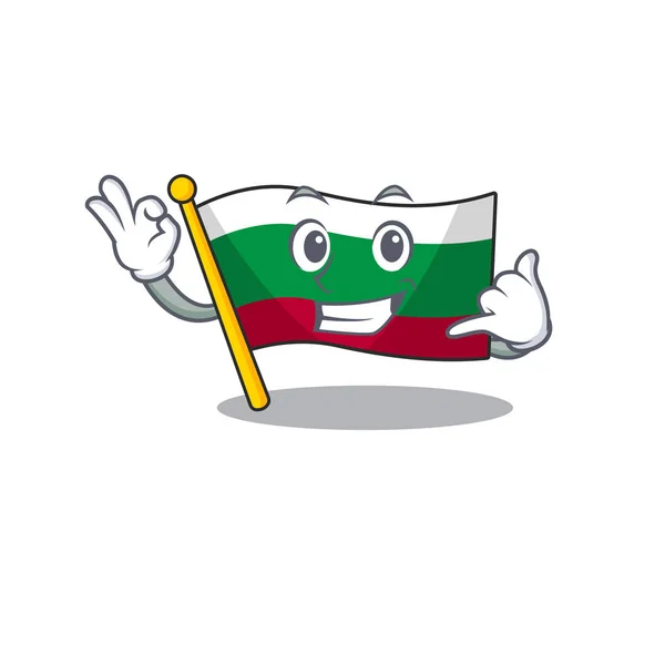 Kalla mig flaggor bulgariska hålls i maskot låda — Stock vektor