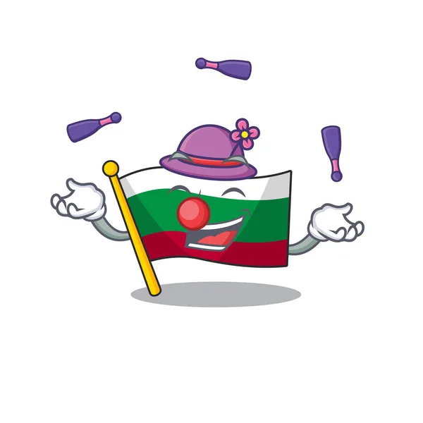 Žonglování vlajky bulharský držený v šuplíku maskota — Stockový vektor