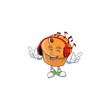 Dinleyen müzik maskotu ile iştah açıcı tatlı brioche